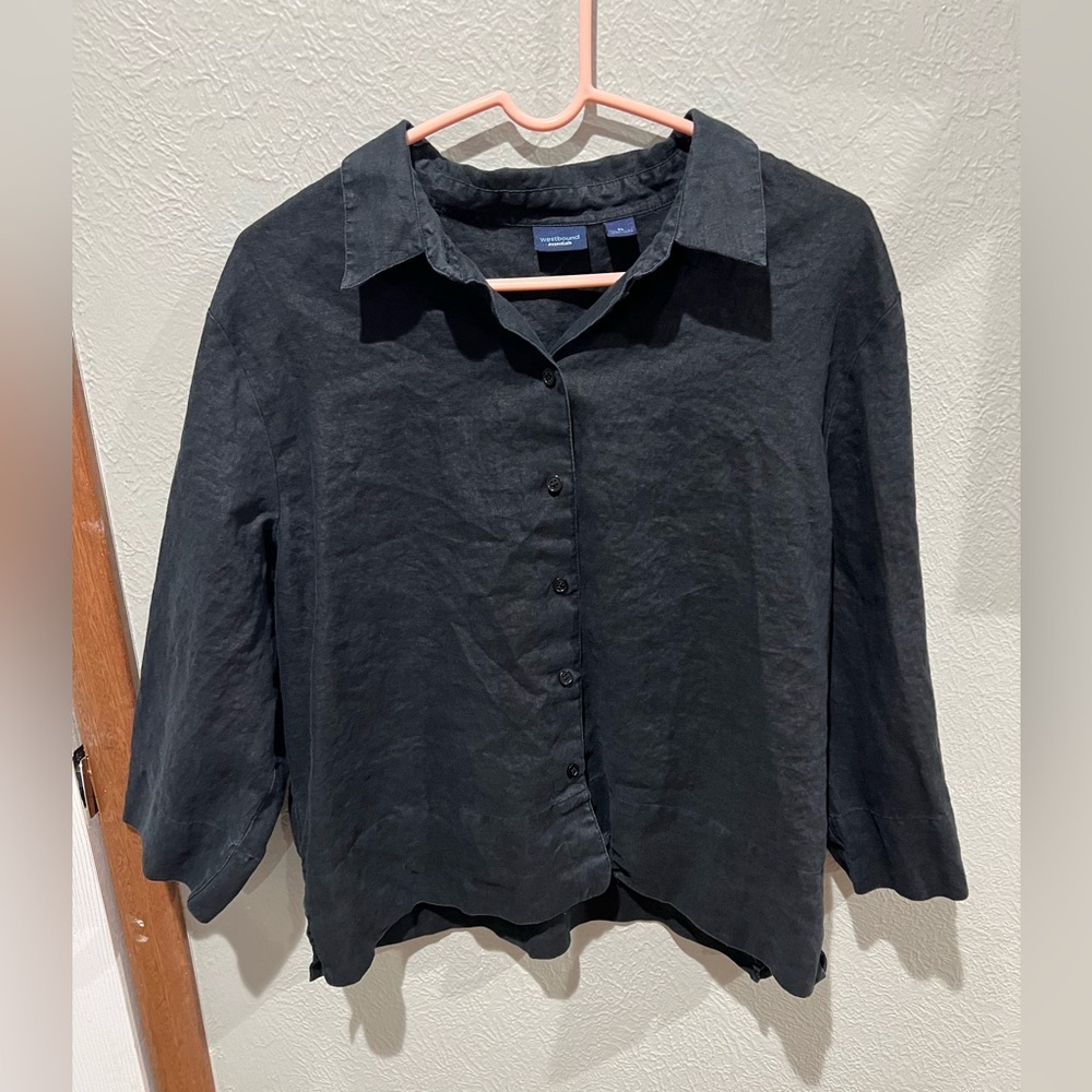 Westbound Essentials Black Button Down Euc 100% L… - image 1